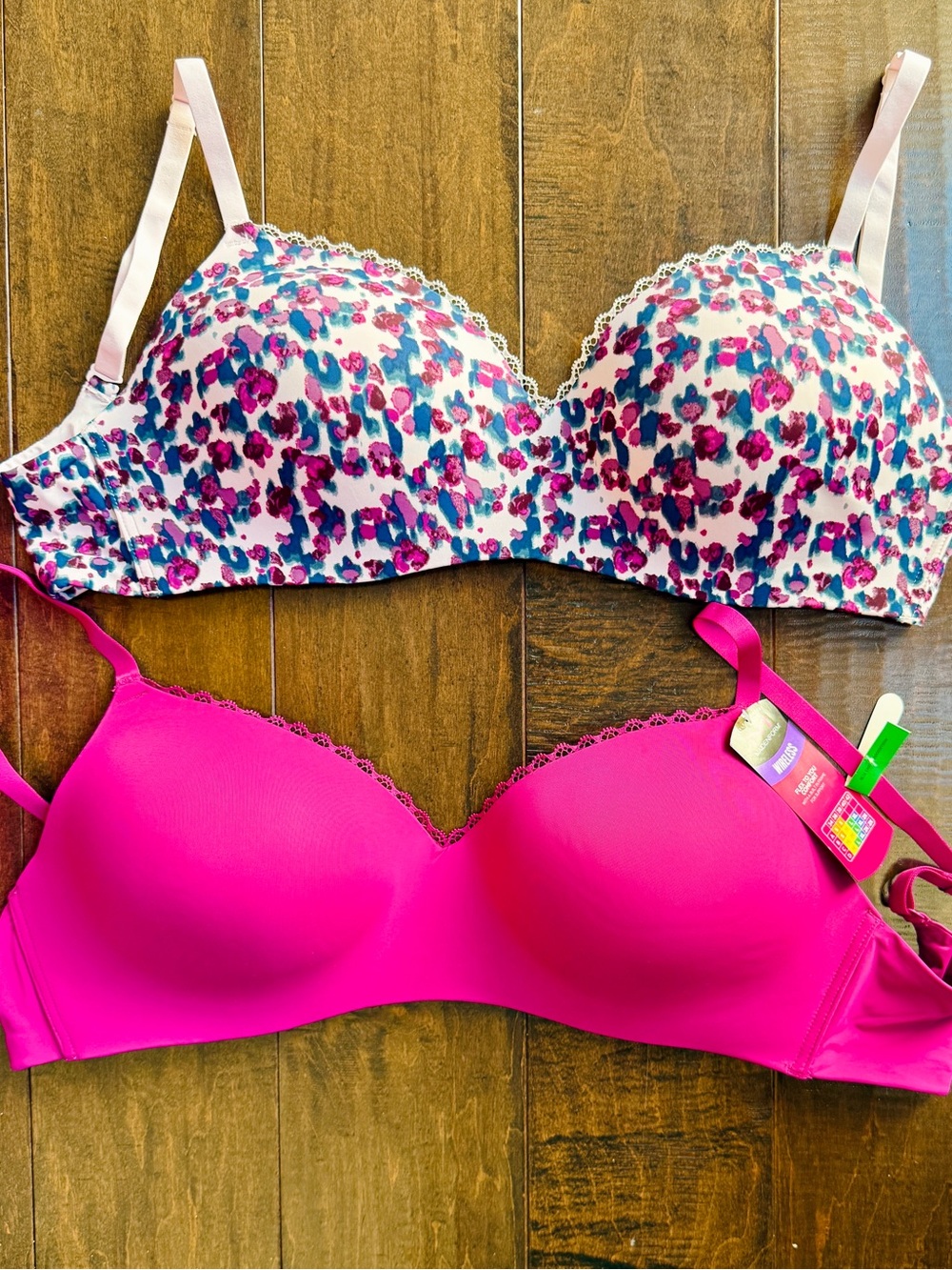 BNWT Pink Leopard Print & Hot Pink T-Shirt Bras - Pack of 2